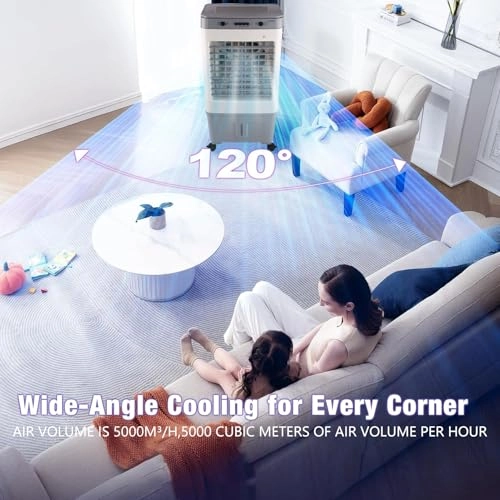 Portable Air Conditioner - 5000m³/h 120°Oscillation 35L
