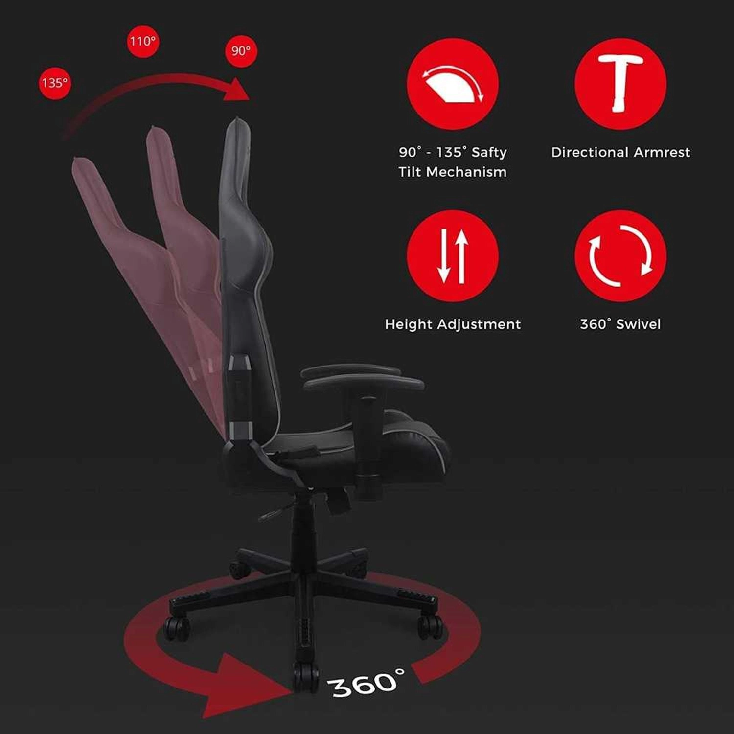 P132 Prince - Gaming Chair Premium PU-leather