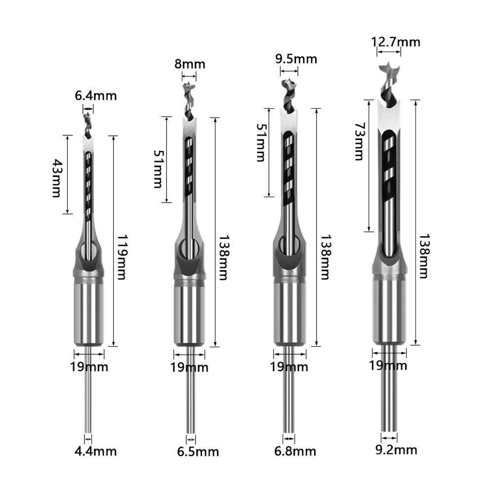 Square Hole Drill Bits - carbide 1/4 inch 5/16 inch 3/8 inch 1/2 inch