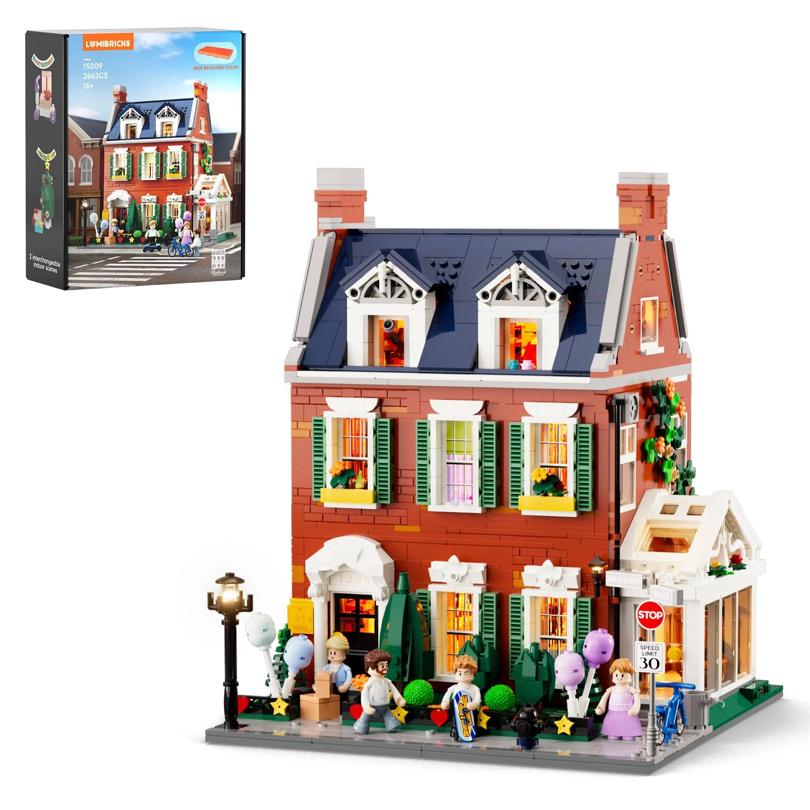 Lumibricks Redbrick Row House - 2663 pcs
