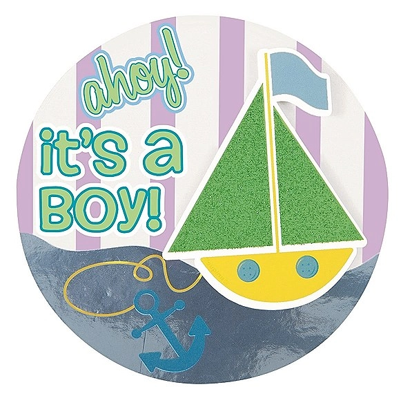 Party Zone Its A Boy Sailboat Deluxe Button - 1 pc