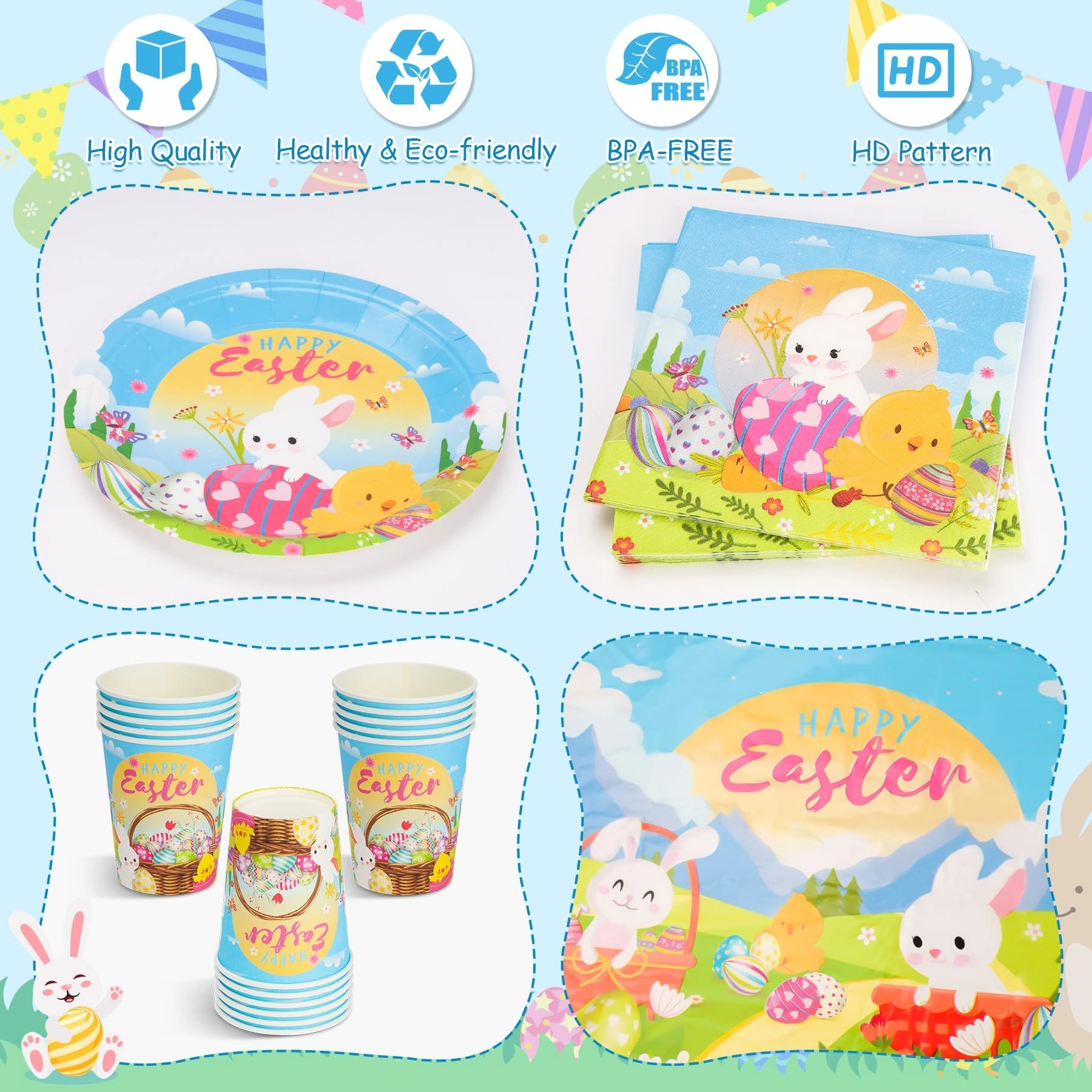 Easter Party Tableware Set - 53Pcs Easter