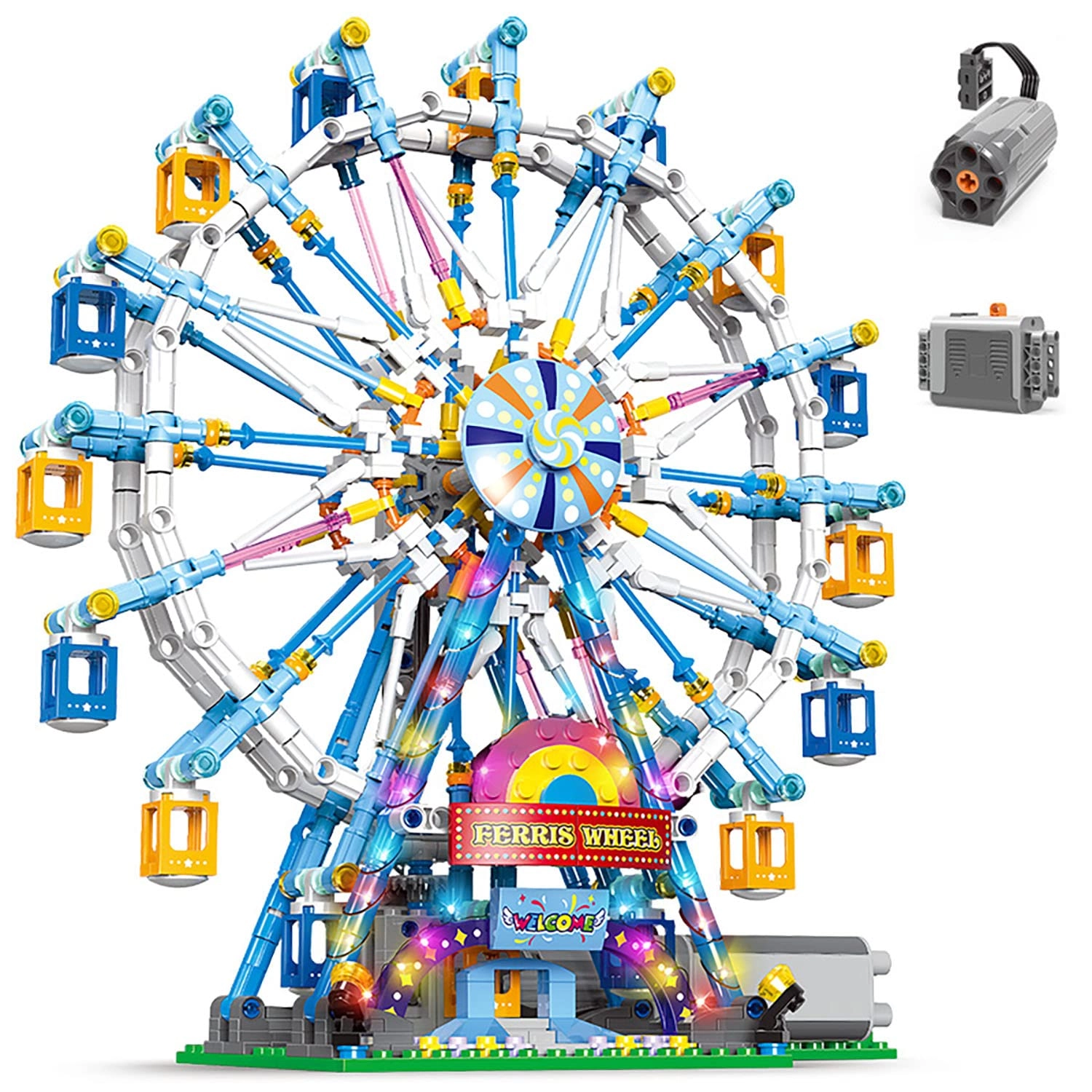 NEWRICE Rotating Ferris Wheel Building Kit - 1084pcs House Train