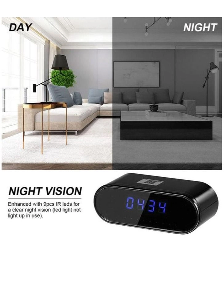Wireless Hidden Spy Wifi Mini Camera Digital Table Clock - 1080P