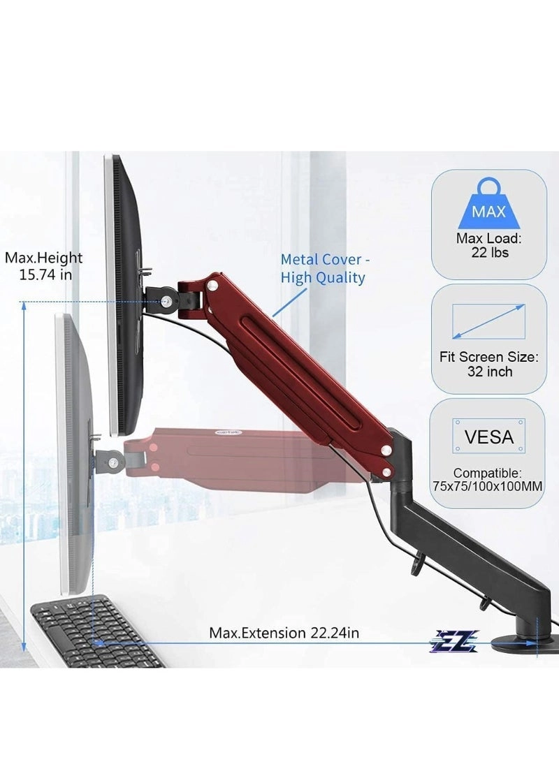 Single Monitor Arm - Single 13-32 Inch VESA 75x75/100x100mm