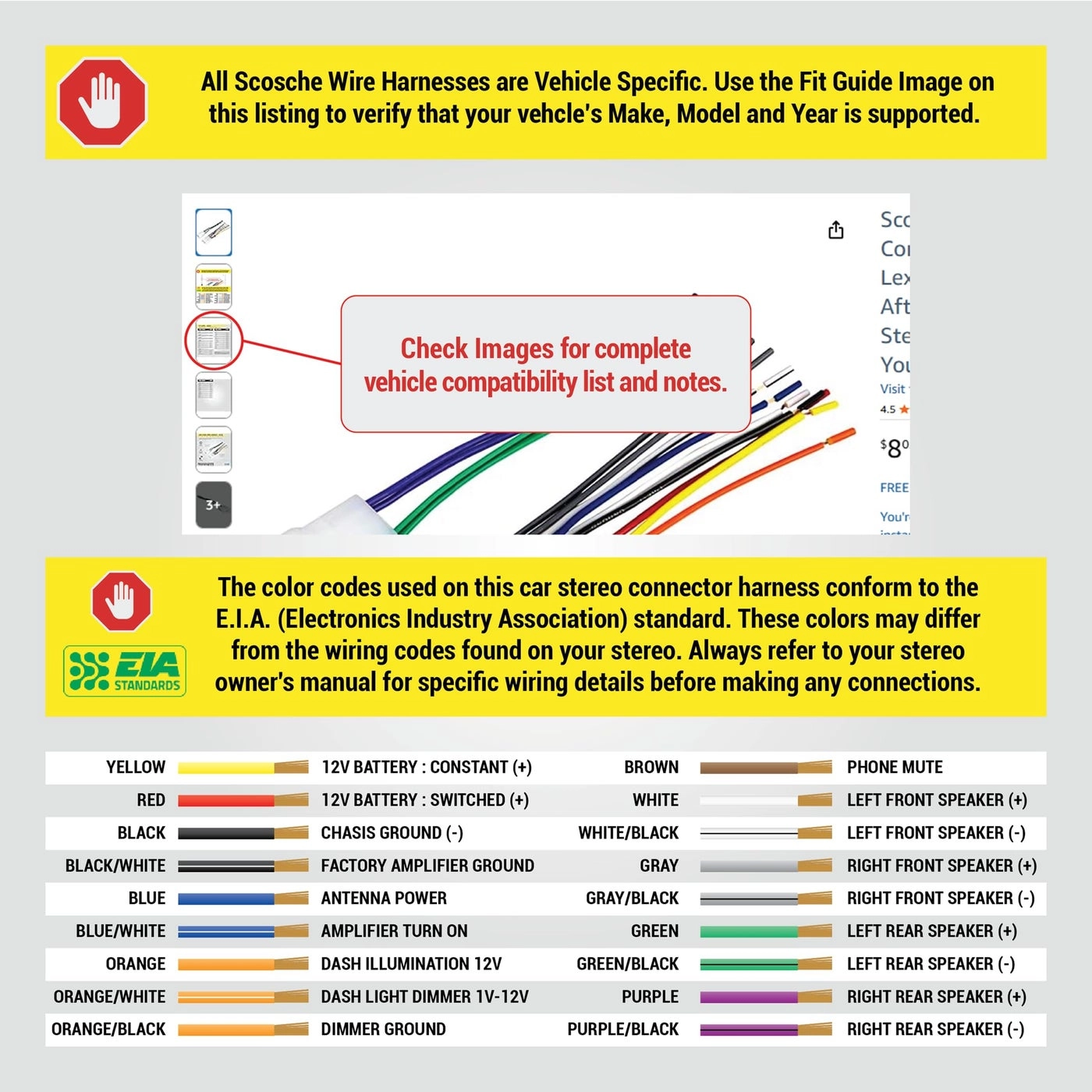 TA02B - Stereo Wiring Harness Compatible with Select Toyota, Lexus, Scion, Subaru Vehicles