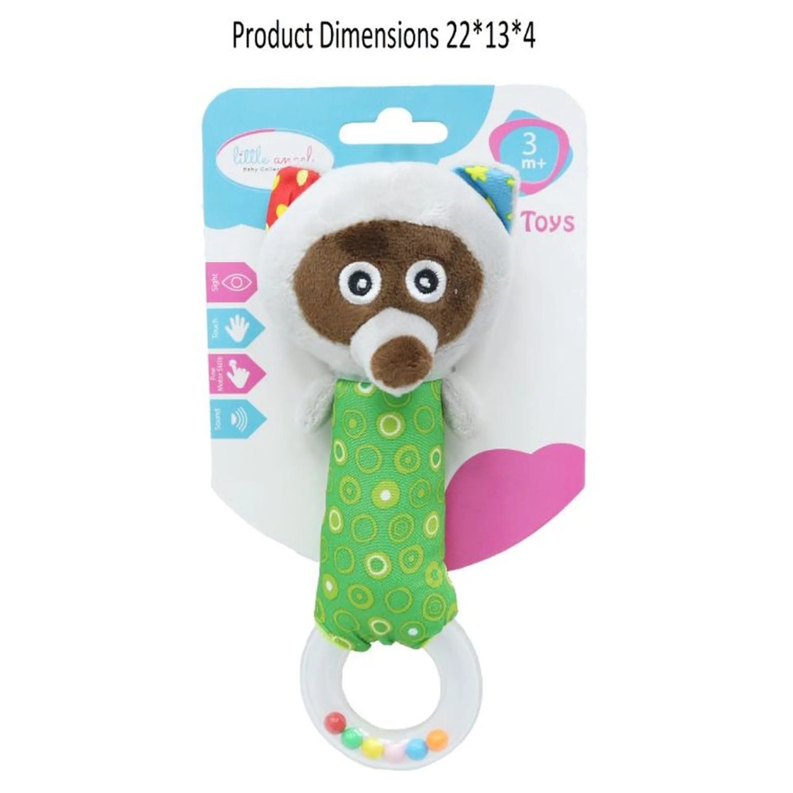 Baby Crib Soft Stuffed Pacifying Rattle Toy - Suitable for 3 months and above soft plush Bear