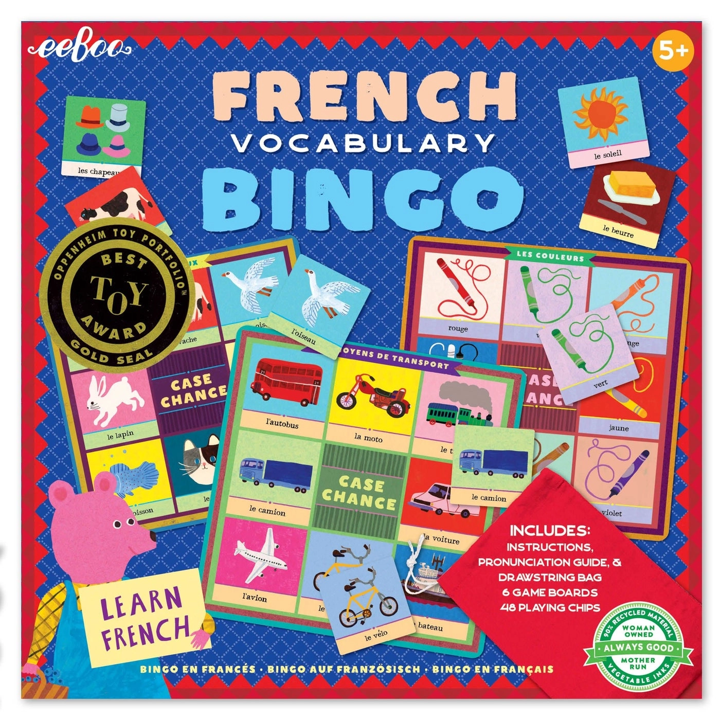 French Bingo Vocabulary Game (English & Arabic)