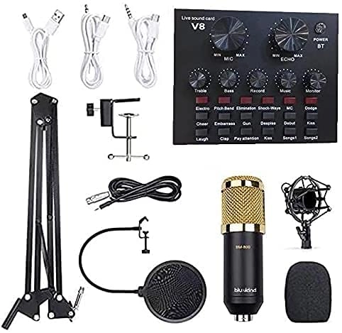 ENMAC ALDD Live Sound Card + BM800 Suspension Microphone Wired Microphone Audio Mixer