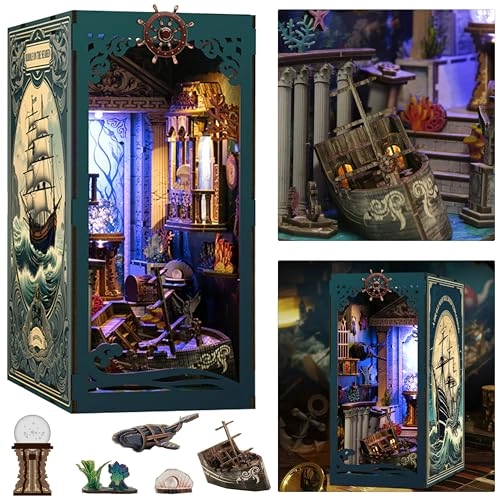 Book Nook Kit - DIY 3D Wooden Puzzle with LED Light and Dust Cover