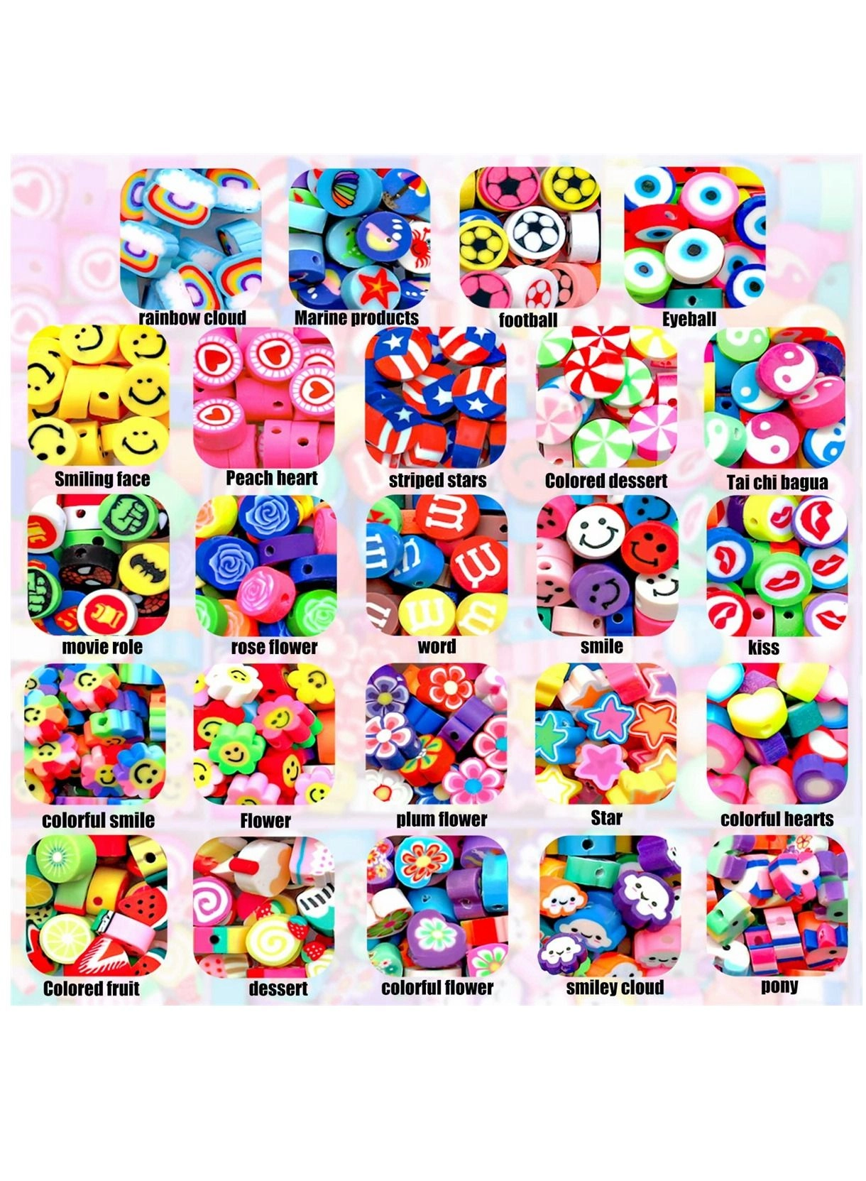 Polymer Clay Beads - 360 Pieces 24 Styles