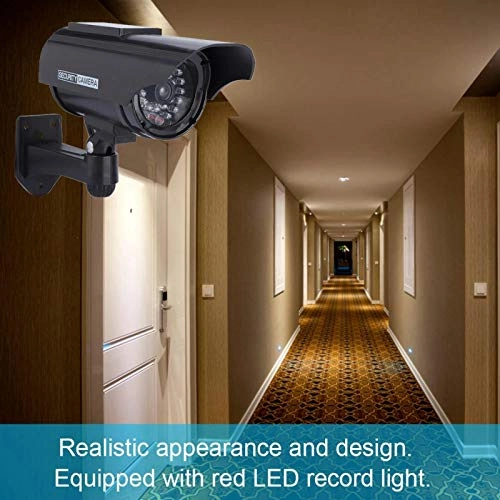 Dummy Security Camera - Solar Powered Red LED Black