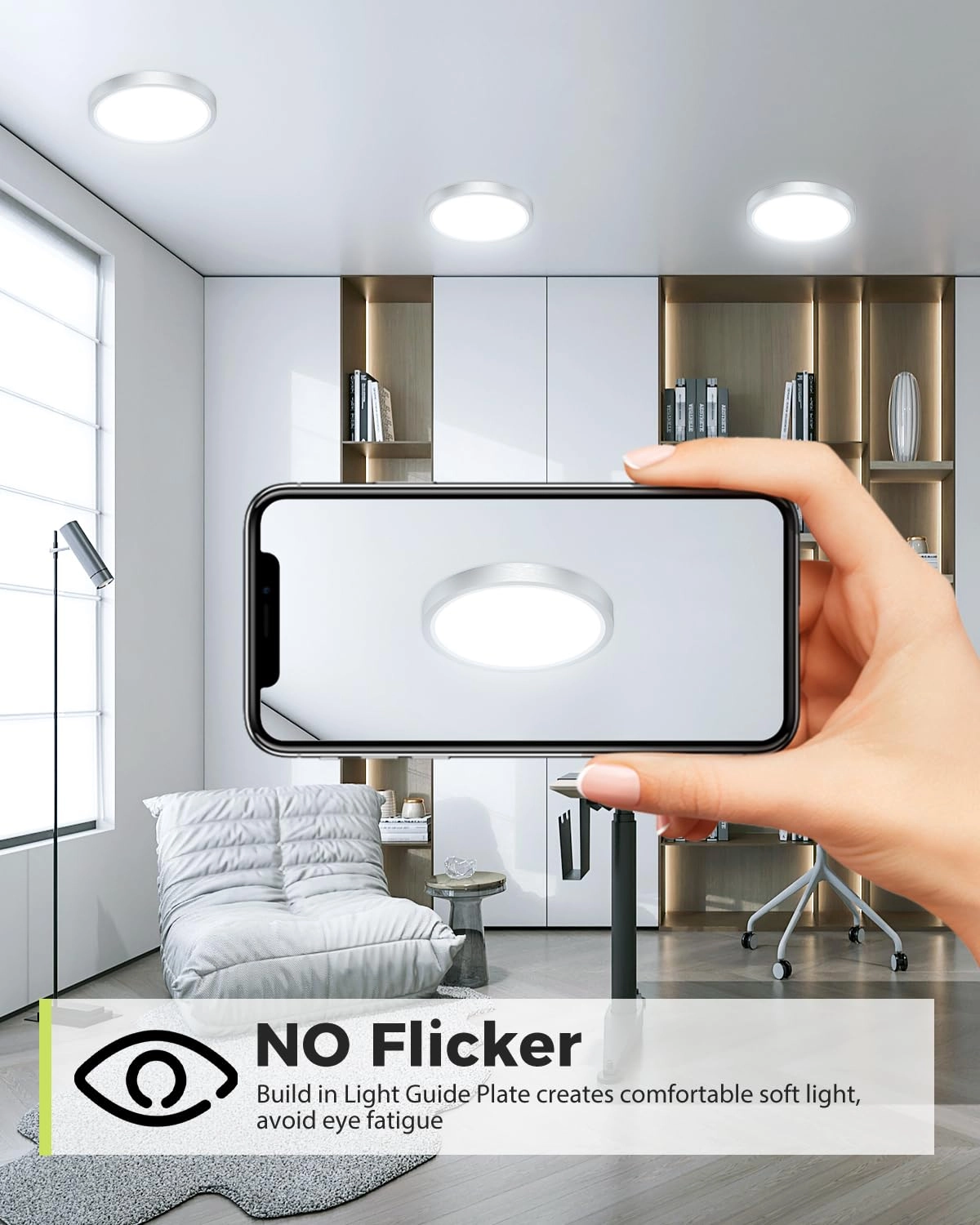 Flush Mount LED Ceiling Light - 3000K 4500K 6000K Dimmable