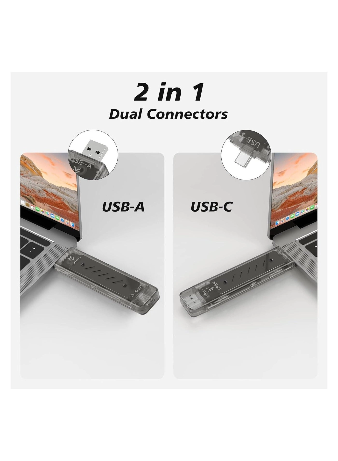 M.2 SSD Enclosure - NVMe SATA Dual Protocol 10Gbps USB-C/A