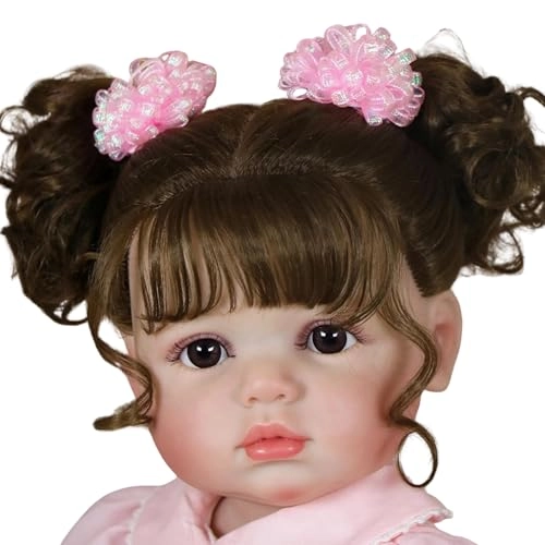Reborn Toddler Doll - 22 inch Full Vinyl Body Rooted Brown Hair Ages 14+
