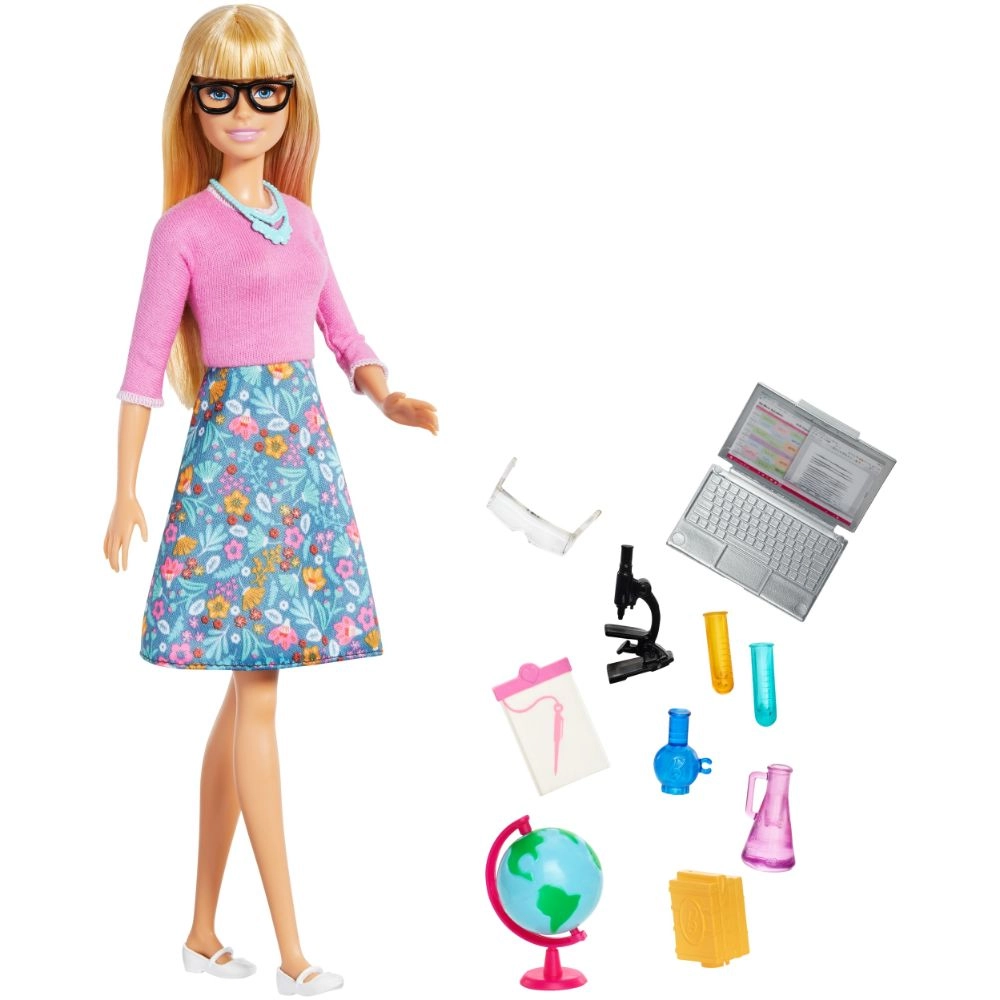Barbie Teacher - 10 Accessories Spinning Globe Opening Laptop