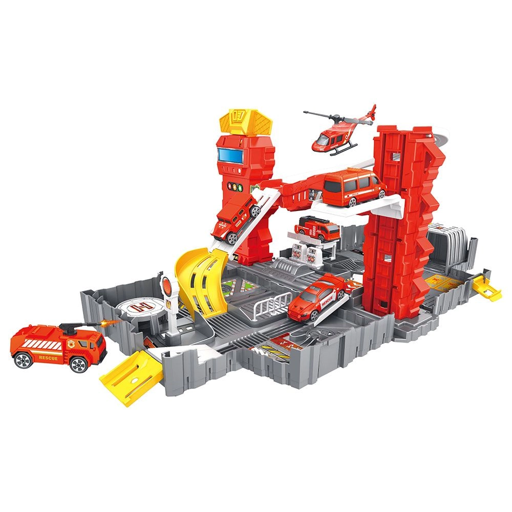 Fire Series Parking Lot - 1 helicopter 2 fire vehicle