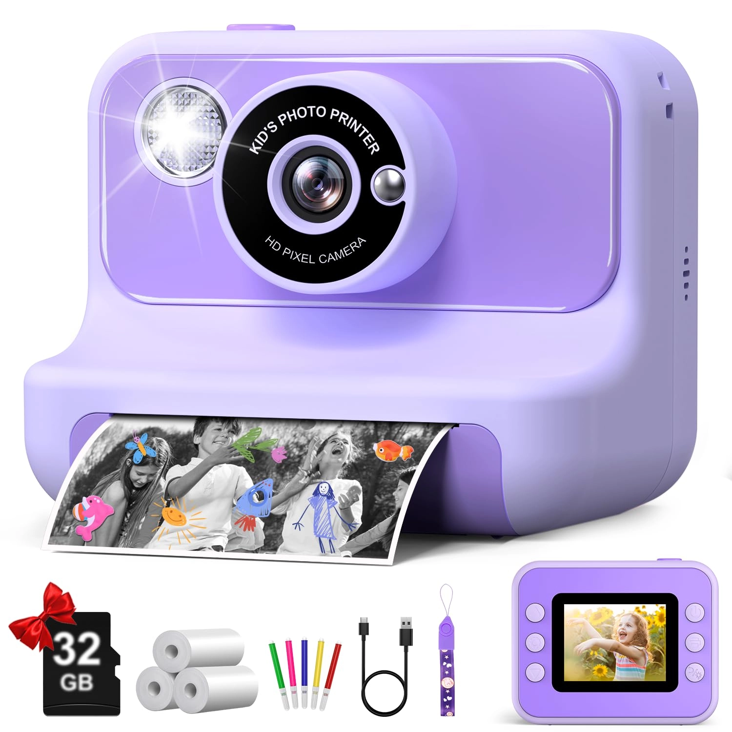 Gofunly H3 - Kids Instant Print Camera Purple