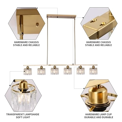 Modern Island Gold Crystal Chandelier - Dimmable