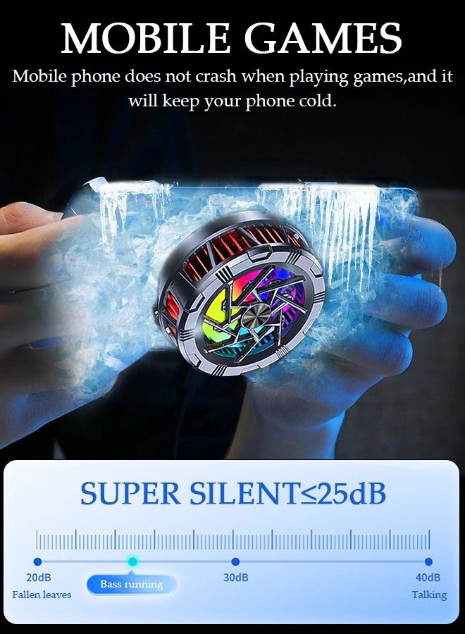 Magnetic Semi-Conductor Phone Cooling Fan - 2 Speed RGB Lights