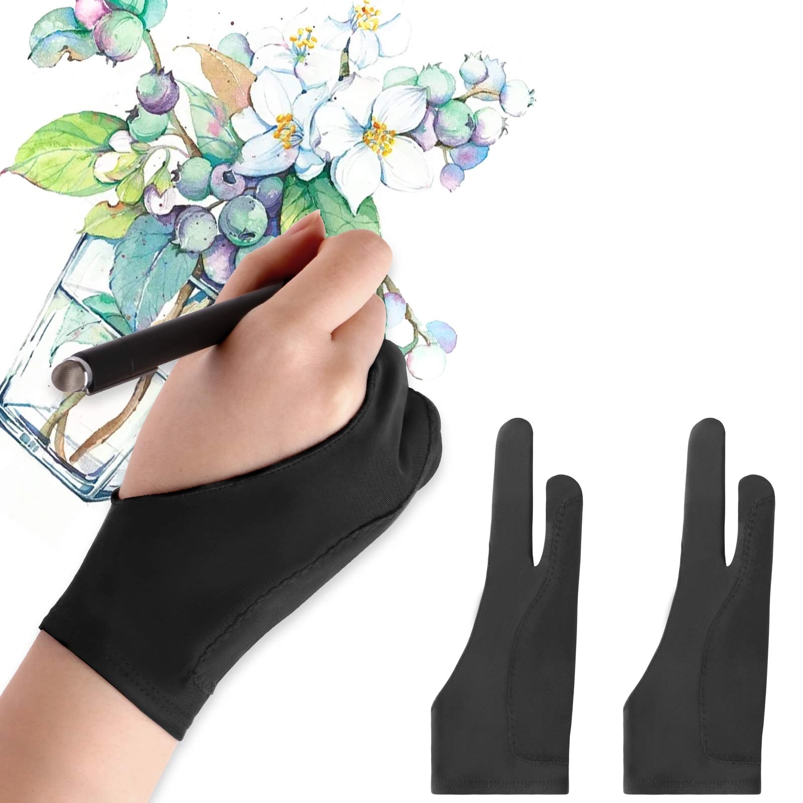 SparkSkies Artists Gloves - 2 Pack Palm Rejection Two Fingers
