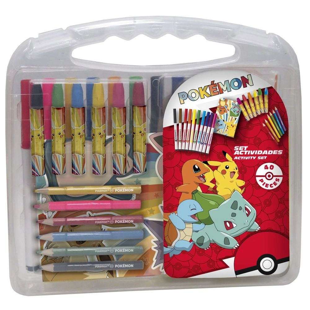 CYP Brands Drawing Case Set - 40 Pcs 12 watercolors 10 markers 6 colored pencils 6 soft crayons