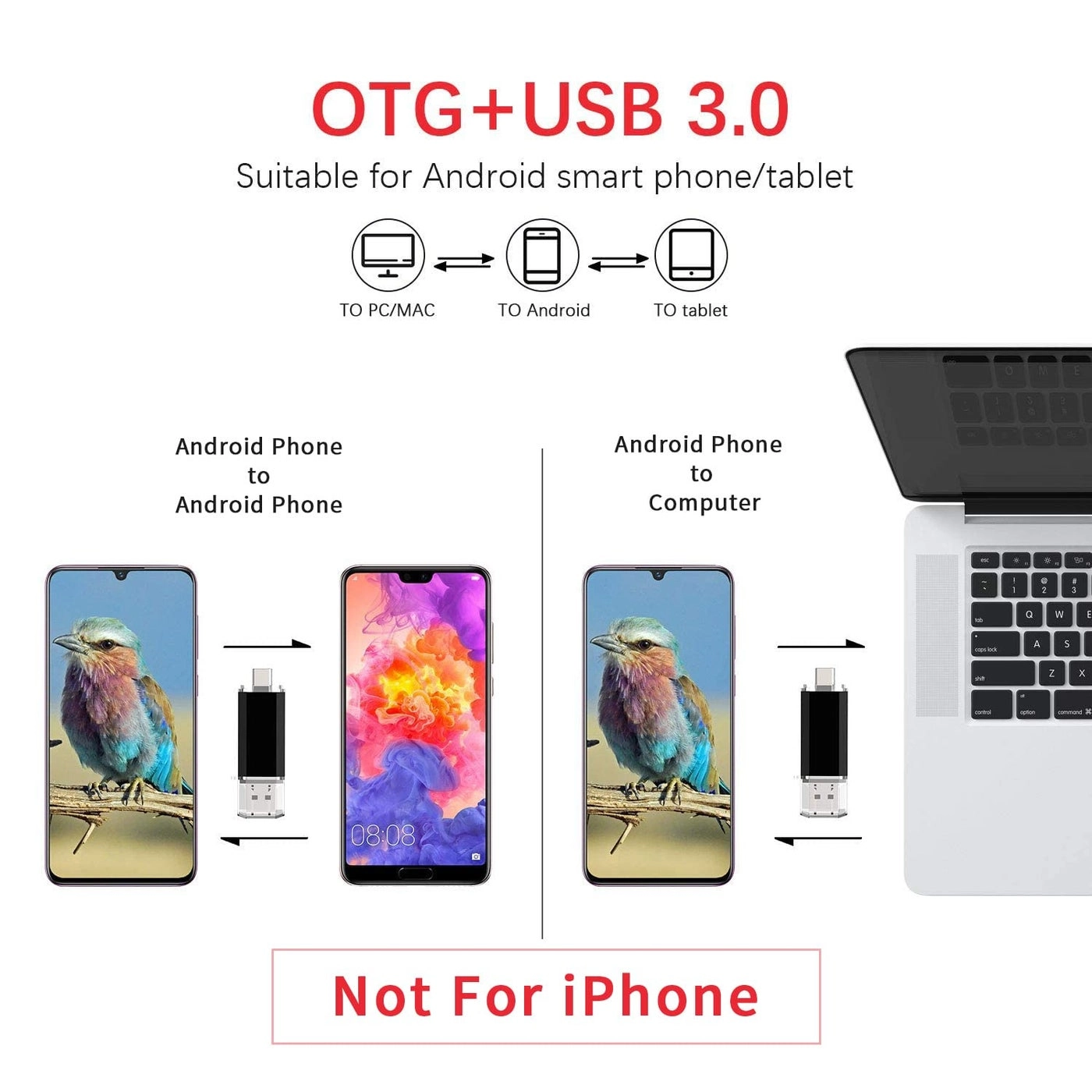 USB 3.0 Dual USB A+C Flash Drive 256GB