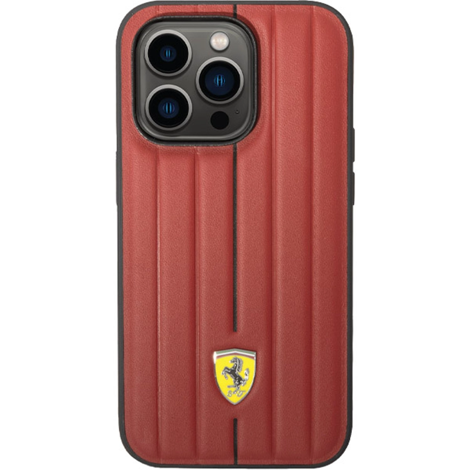 Ferrari Leather Case Embossed Stripes for iPhone 14 Pro Max