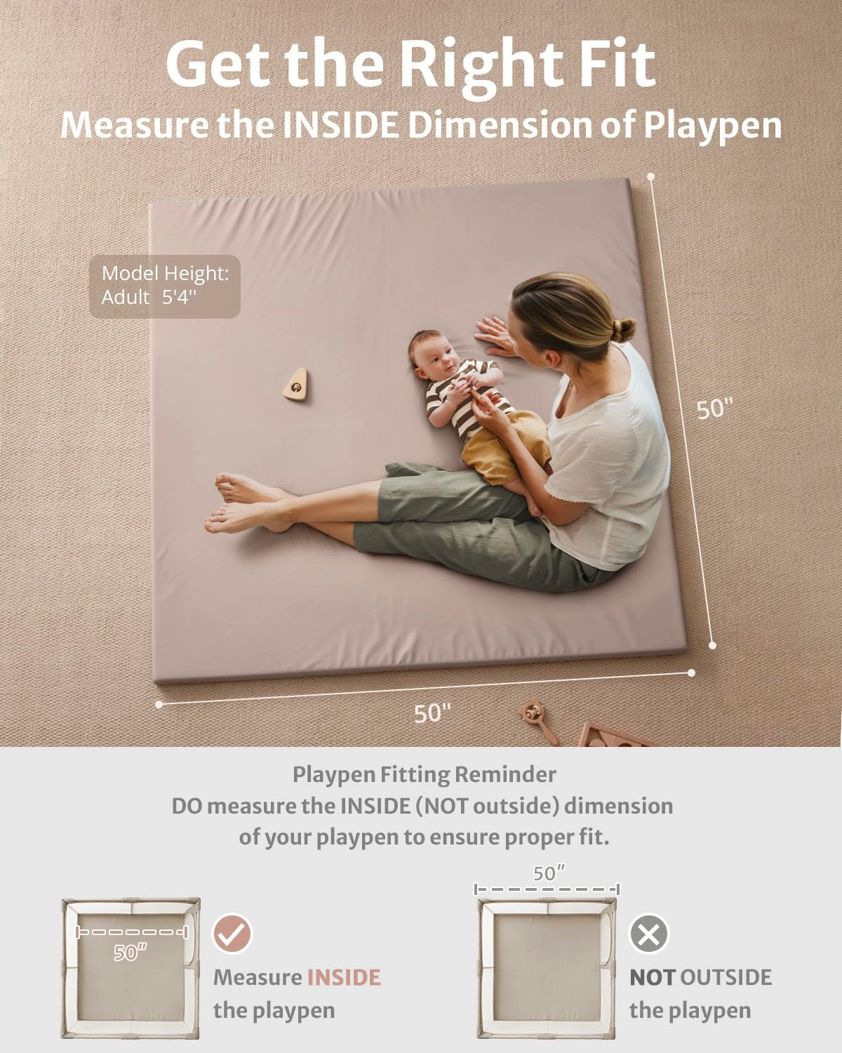 Vegan Leather Baby Play Mat - 50x50 Taupe