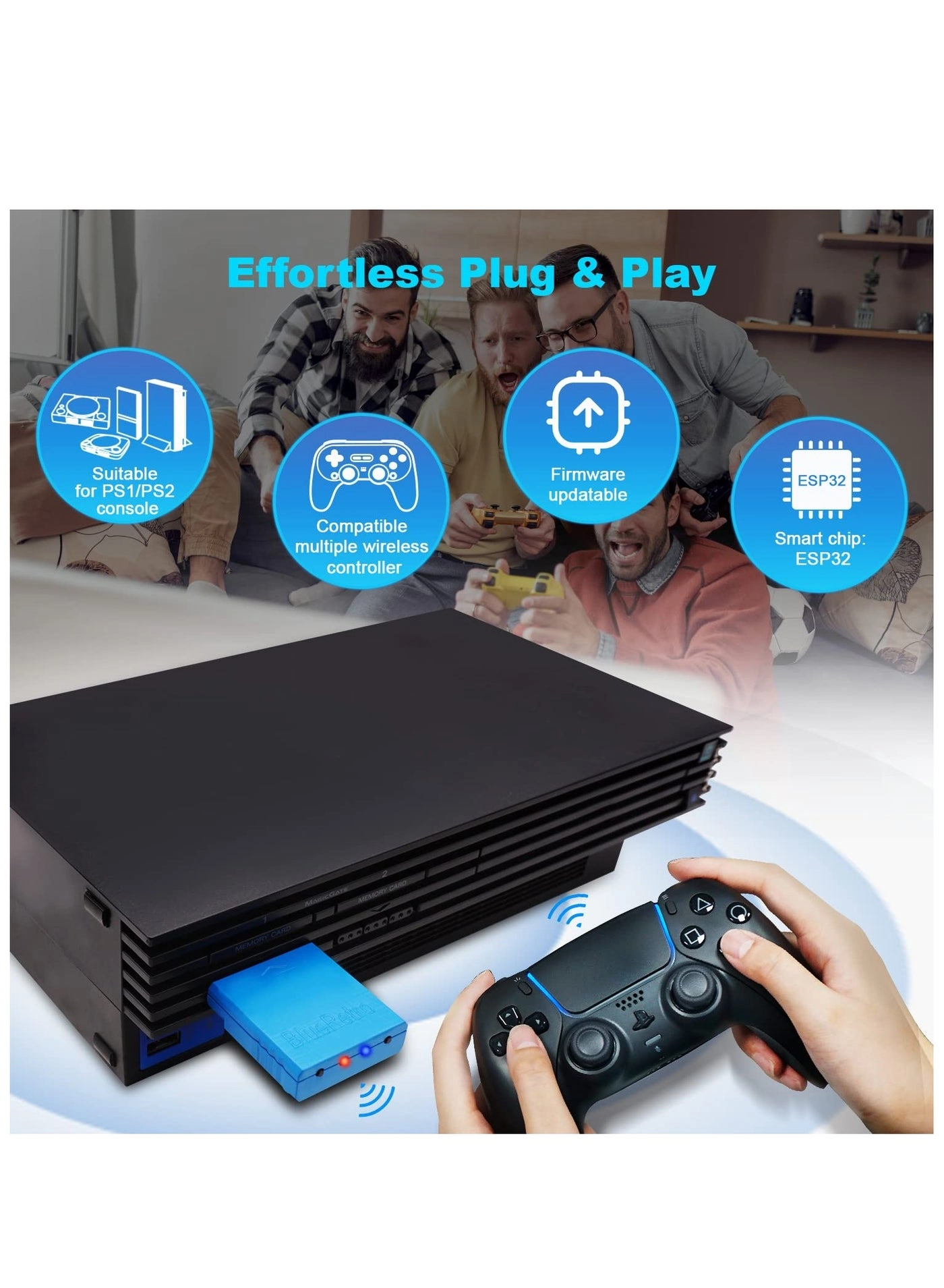 Wireless Controller Adapter - Wireless PS1/PS2 PS3 PS4 PS5 Xbox One S Series X/S Switch Pro