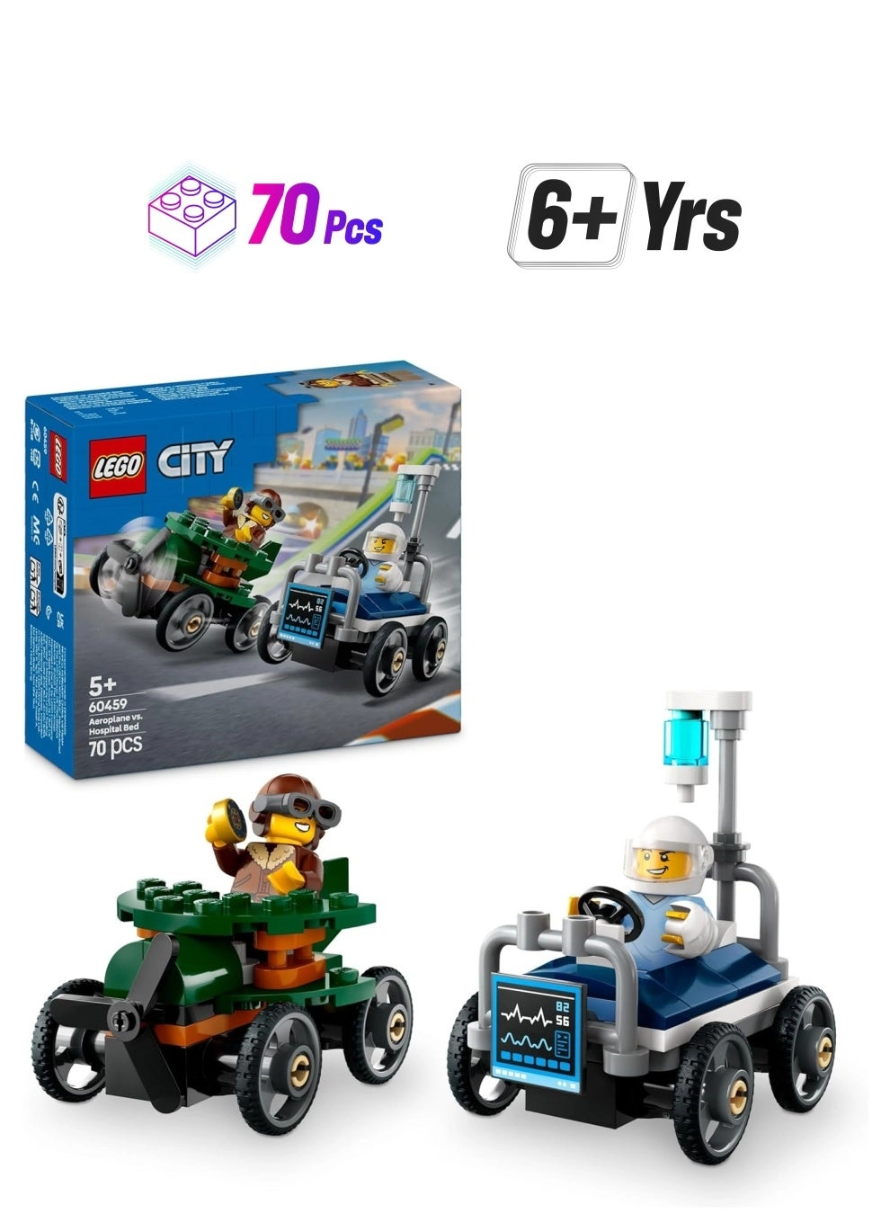 LEGO City Aeroplane + City Hospital Bed Race Car (60459)