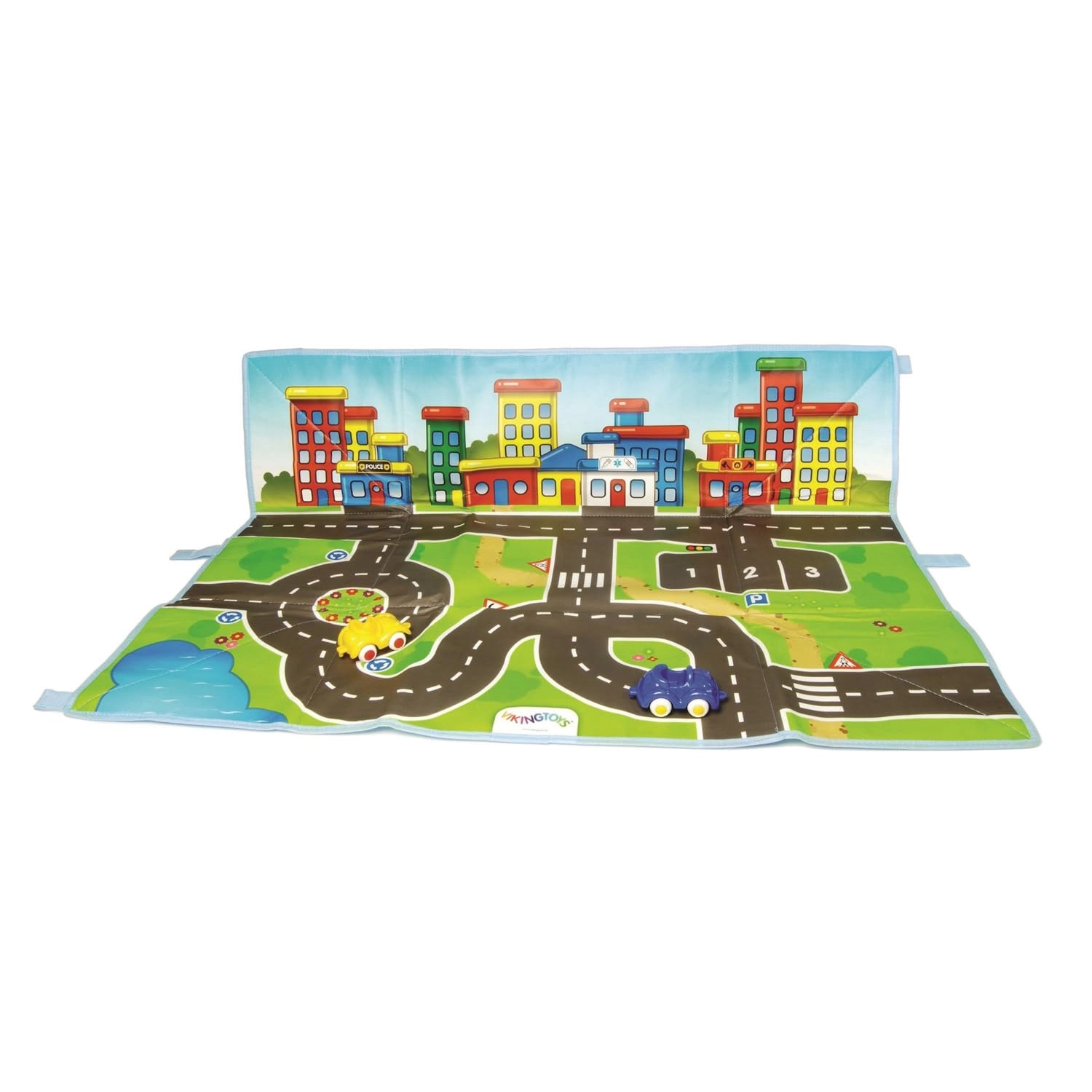 Viking Toys Playmat and Vehicles Set - Large Mat with Road Design 2 Cars
