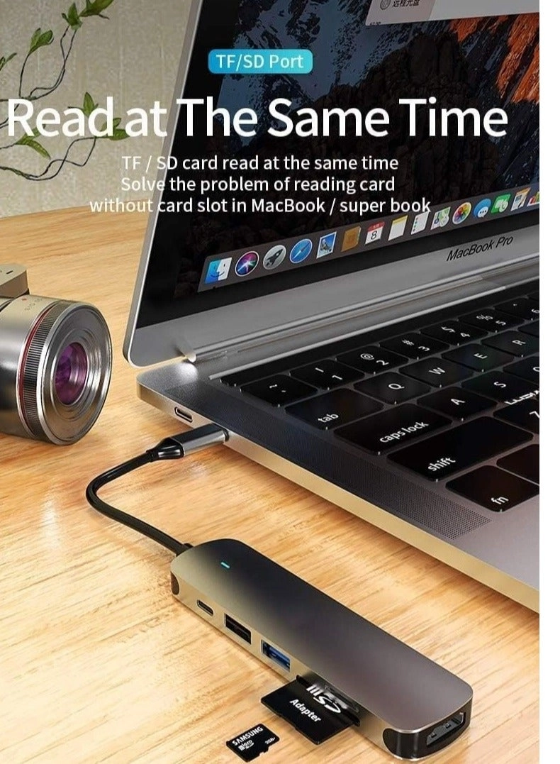 USB C Hub - 4K HDMI 100W PD SD/TF Card Reader