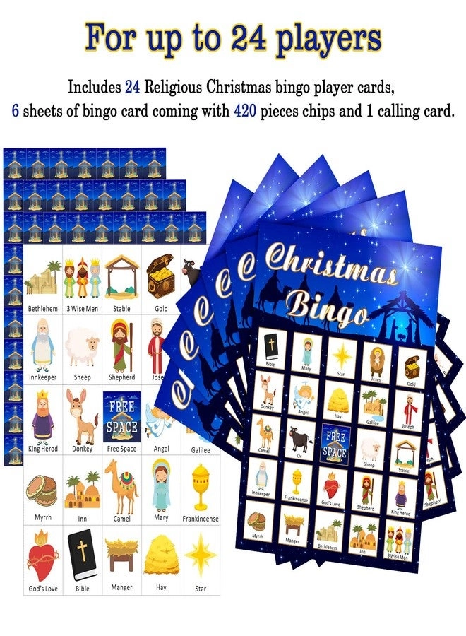 Religious Christmas Bingo Game - Nativity 24 Players