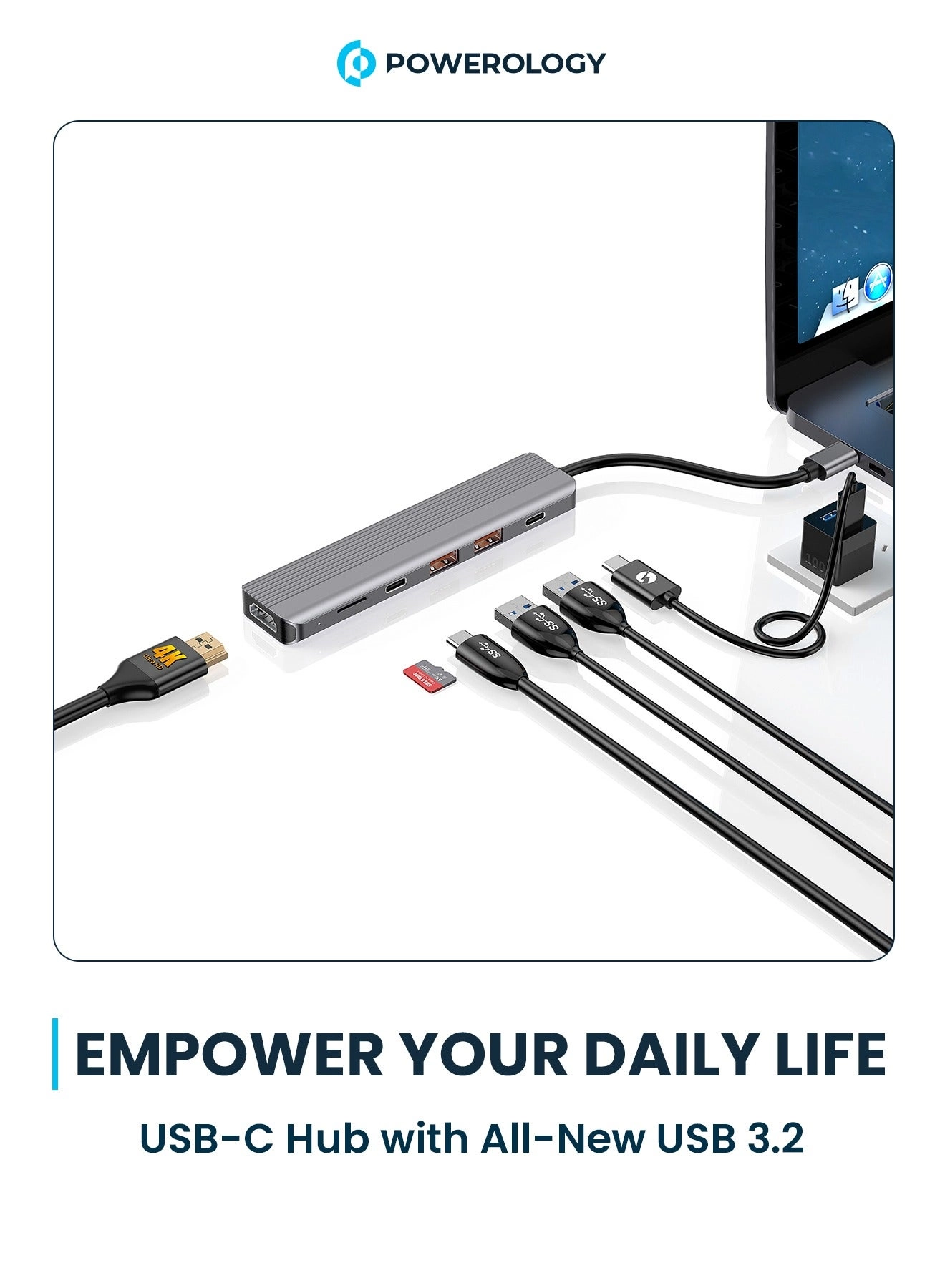 6 Port USB-C Hub - 4K HDMI PD100W 10Gbps