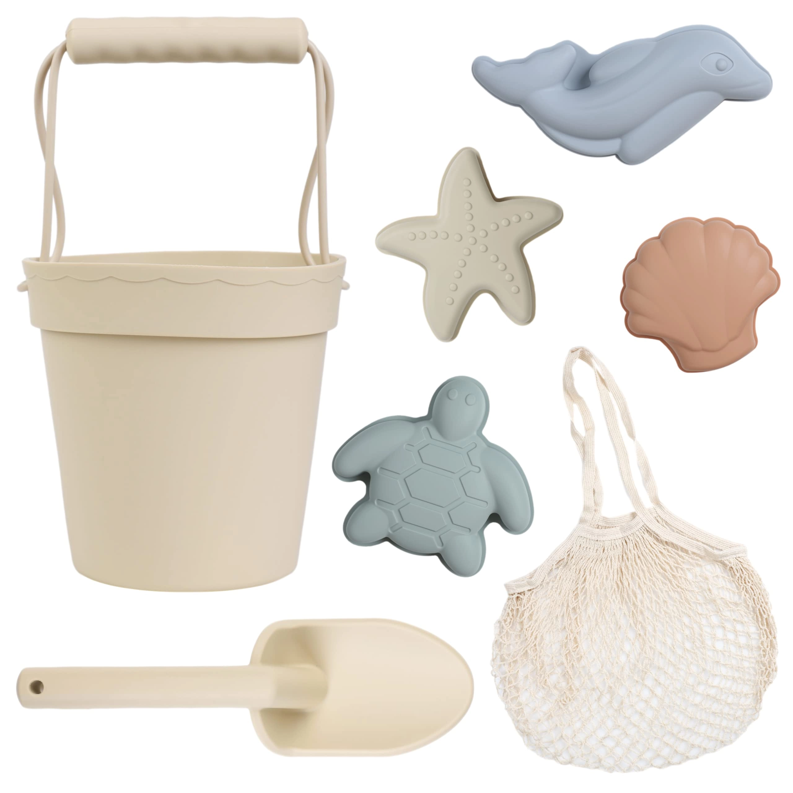 Silicone Beach Toys - 7pc Beige