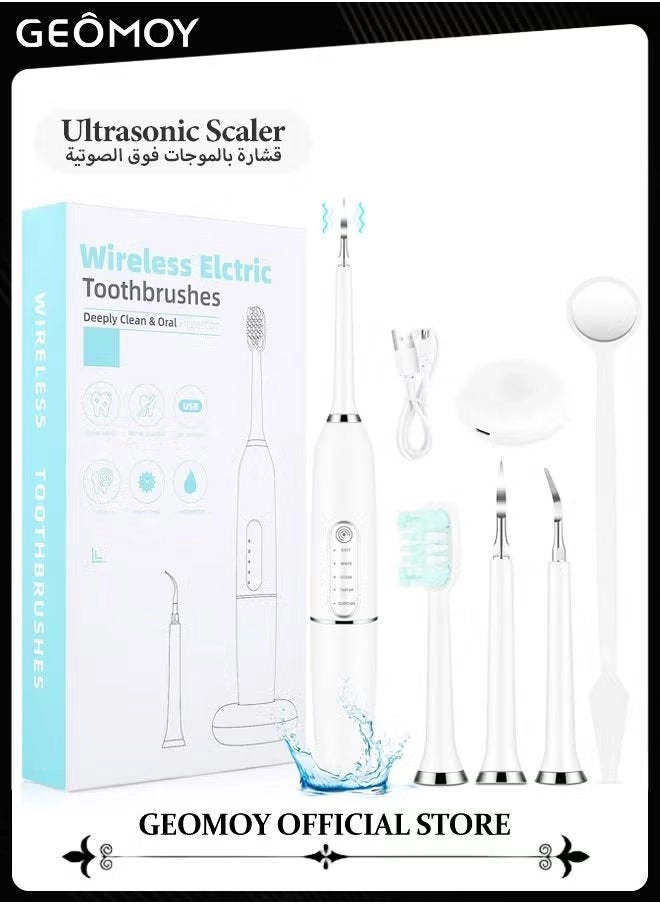 Geomoy Sonic Electric Tooth Cleaner - 4 Cleaning Heads 5 Modes