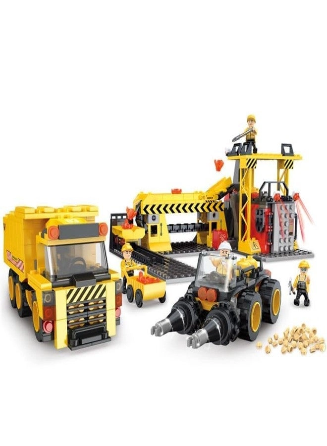 RUZPA Mining Construction Site Building Blocks Set - DIY Drill Trucks Dumpers Mini Figures Rock Elements