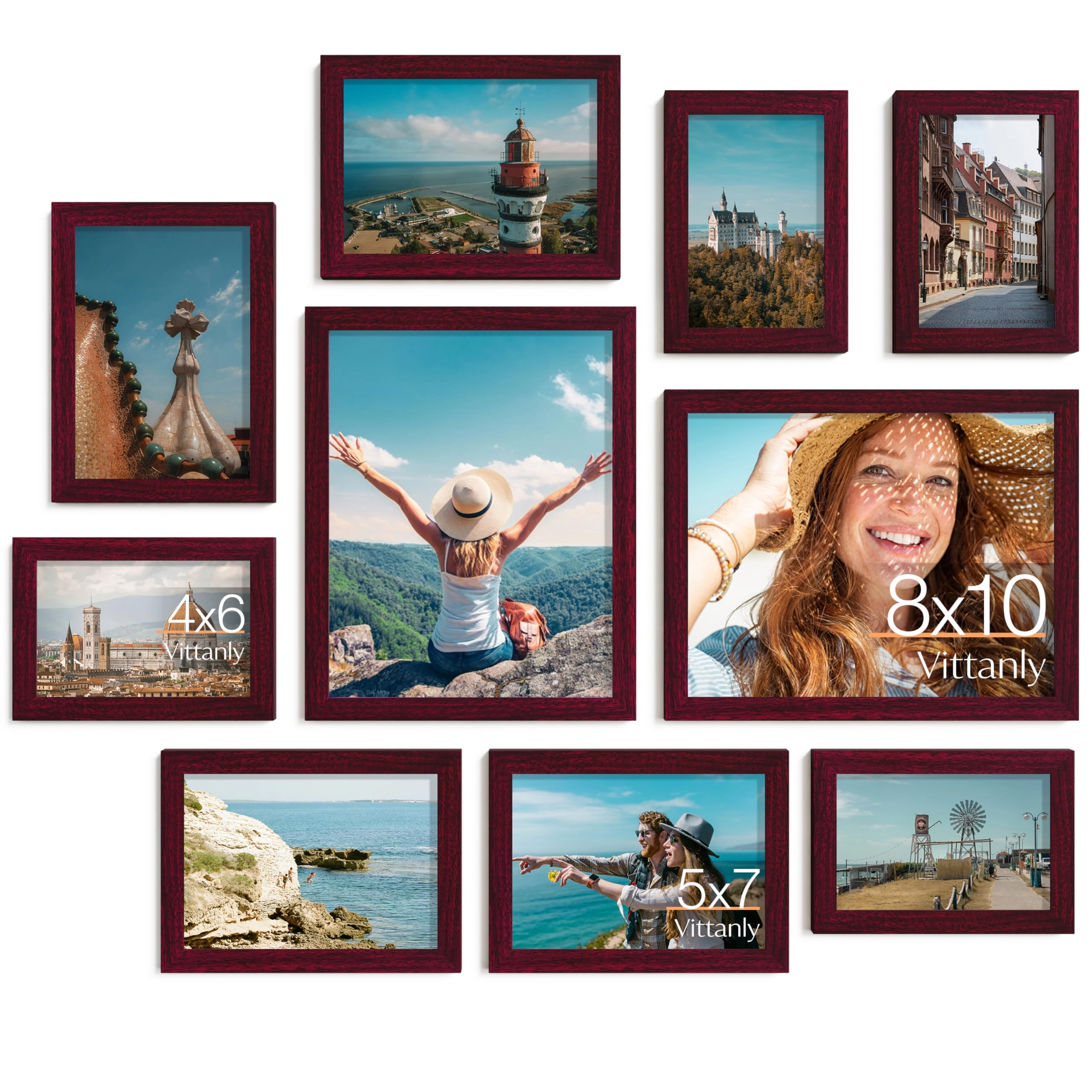 Picture Frames Set - 10 Pack Rustic Grey
