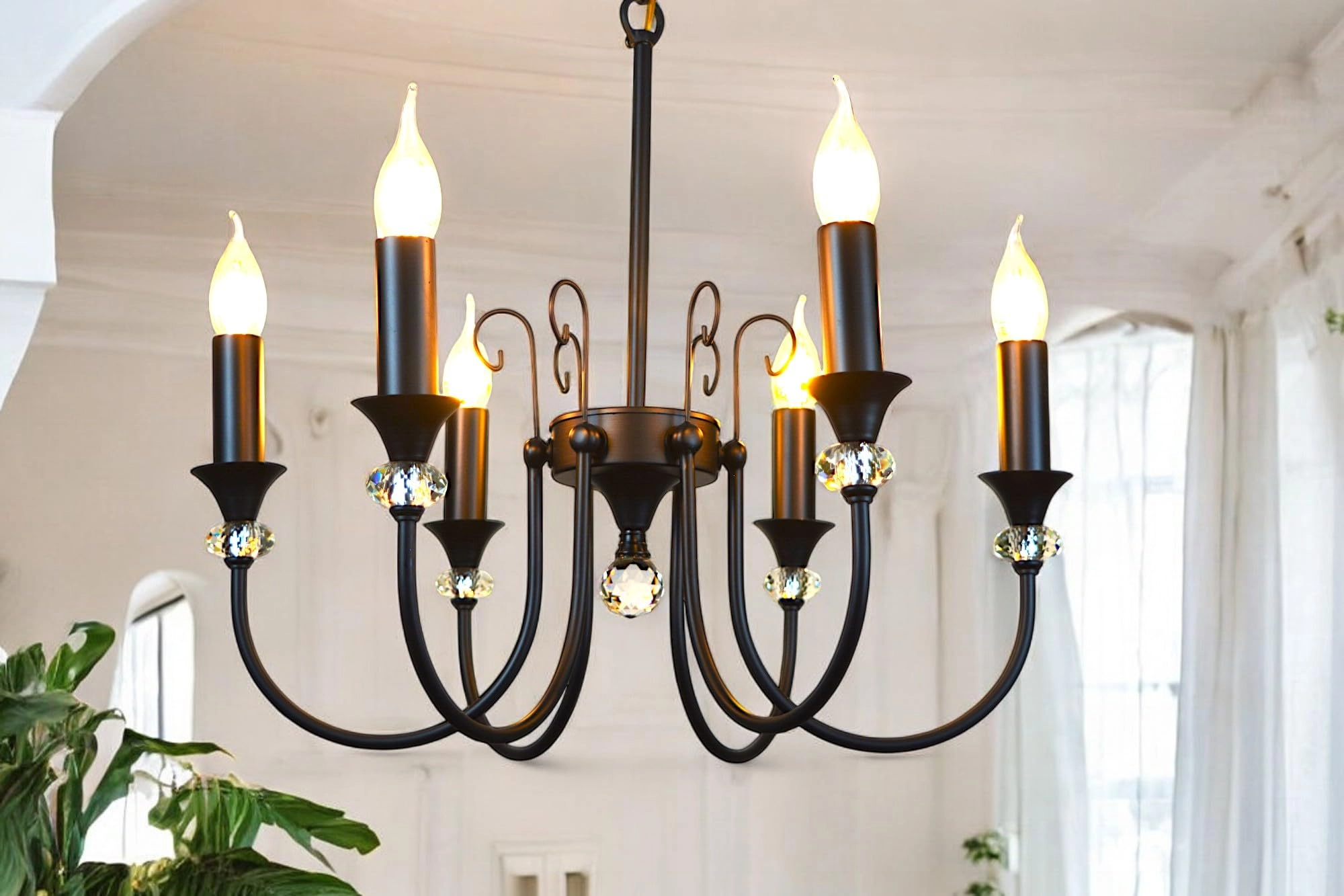 Prop It Up Antique Style Chandelier - Black 5 Candle Lights