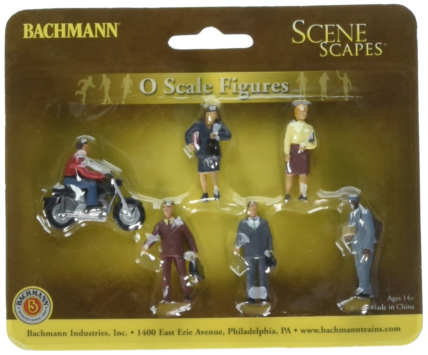Bachmann Trains FIGURES CITY PEOPLE with MOTORCYCLE - O Scale