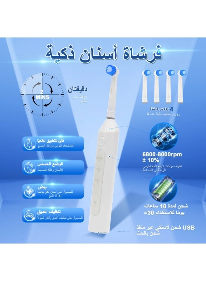 Rotating Electric Toothbrush - IPX7 Waterproof 2-Min Smart Timer Wireless Charging