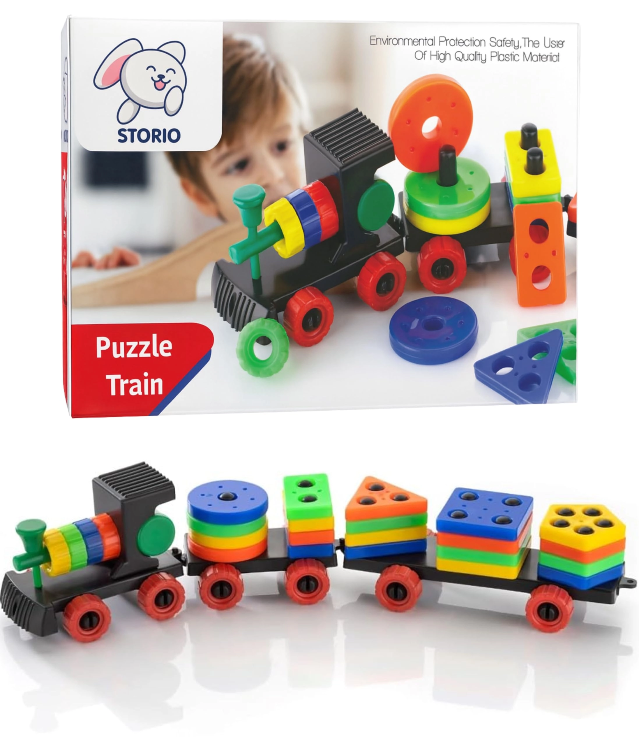 Storio, wecare@storio.in Shape Sorting Stacking Train - 3 Years And Up 1 Piece