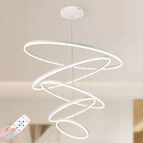 Round LED Chandelier - 3000K–6000K Dimmable