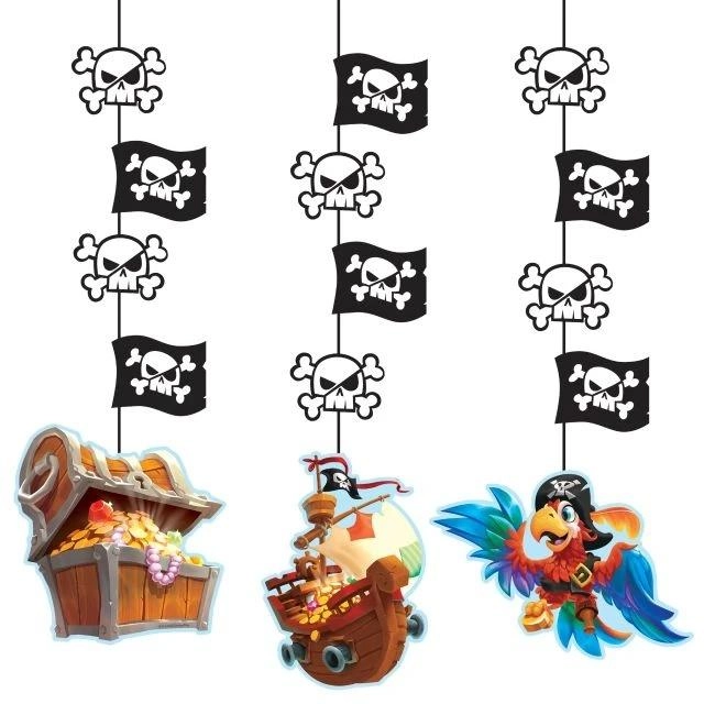 CREATIVE CONVERTING Pirate Treasure Hanging Cut Outs - 3pcs