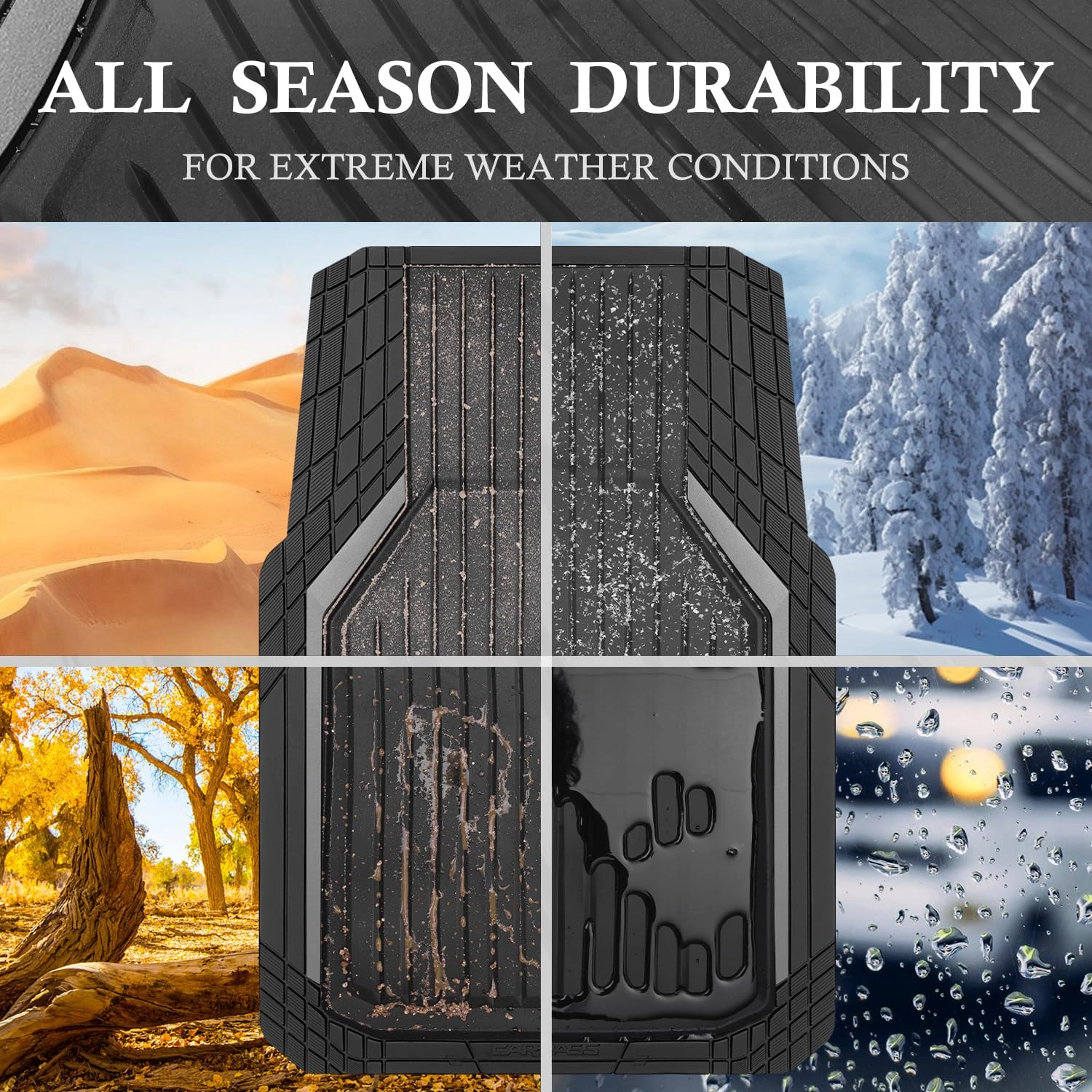 Heavy Duty Rubber Floor Mats - Universal Fit 3pcs Black Purple