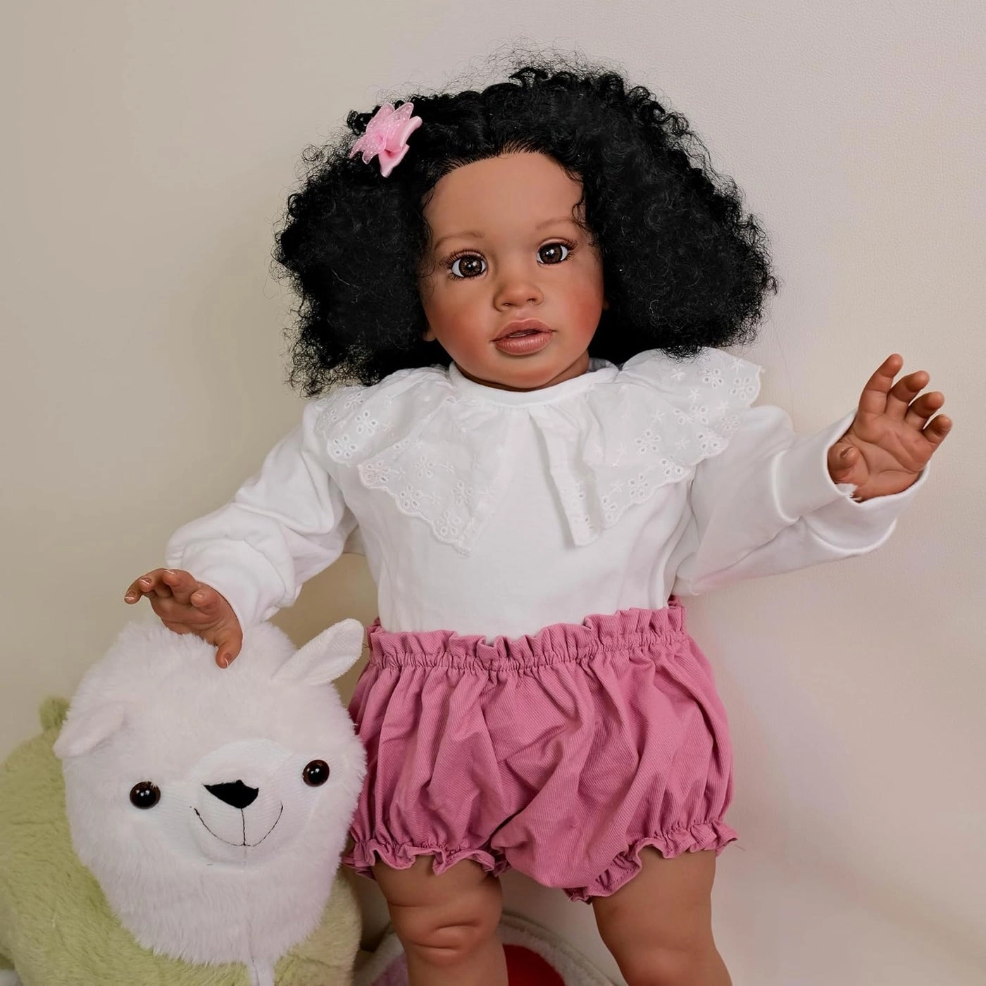 Reborn Baby Doll - 26 inch Hand Rooted Curly Hair Weighted Body Ages 3+