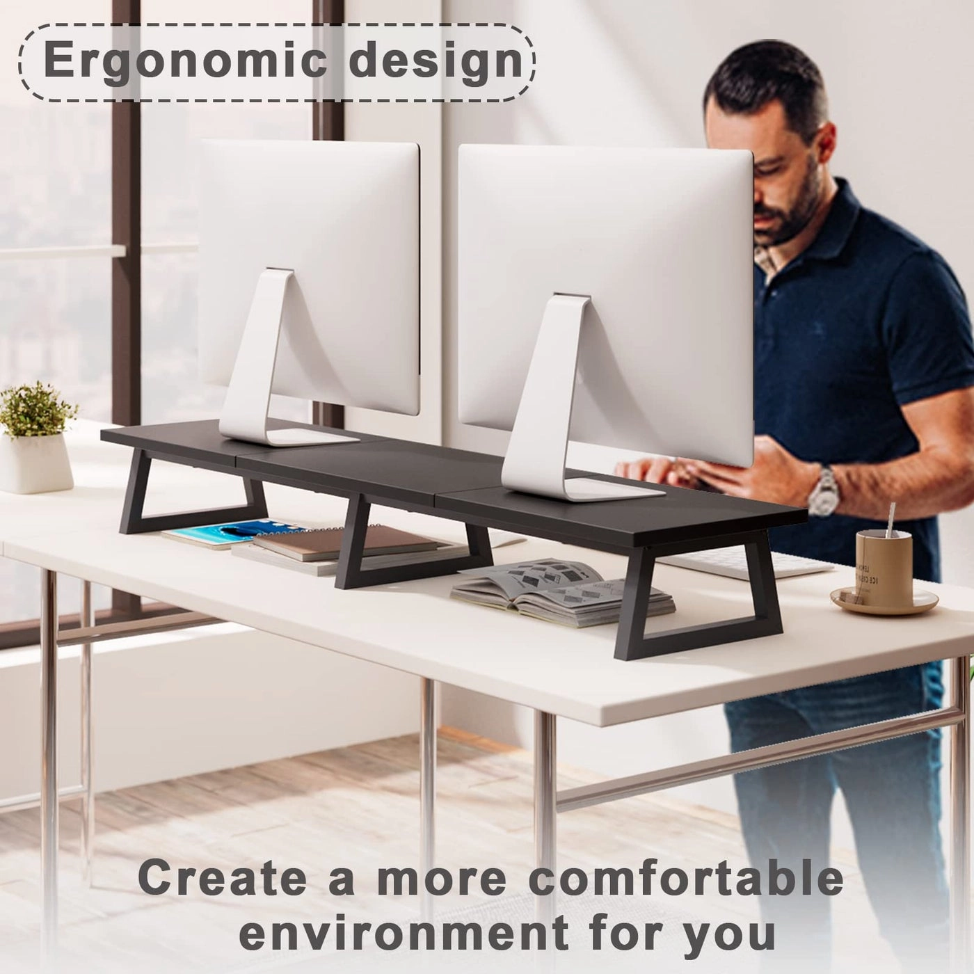 Dual Monitor Stand Riser - 2 Monitors 37 inch