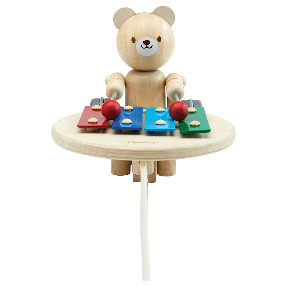 Pull-Along Musical Bear - Wooden Suitable for 12 months & above