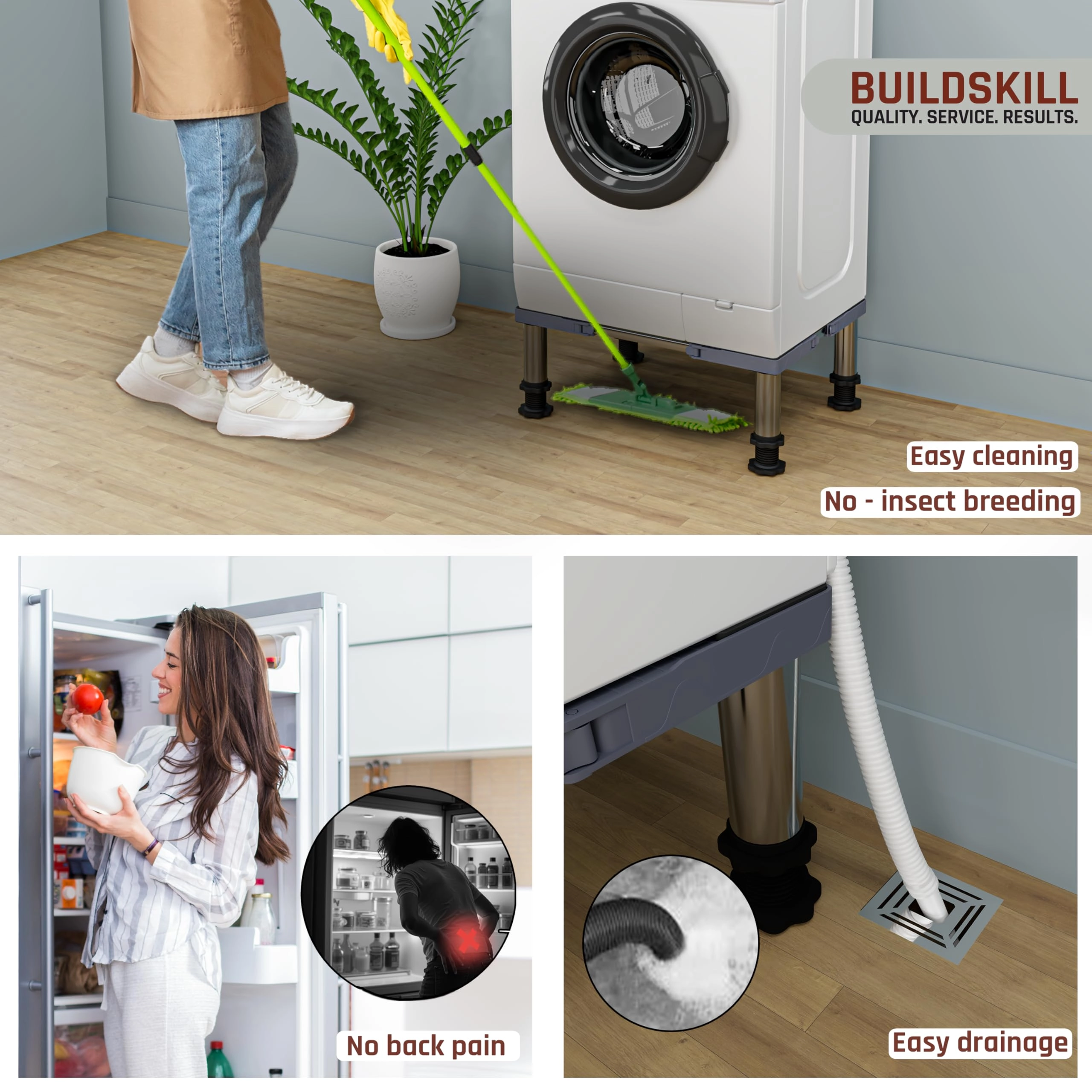 Washing Machine Stand - front-load washing machines, top-load washing machines, dishwashers, single door refrigerators